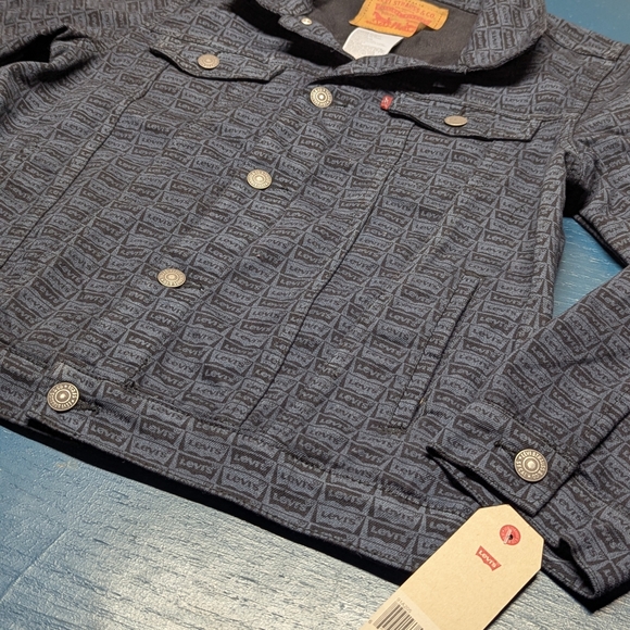 Levi Boys Medium Kids Blue Denim Jean  Jacket 10-12yrs All Over Print - Picture 9 of 9